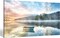 Lake Landscape Canvas Wall Art – Modern Nature Boat Scene Sunrise Print for Bedroom & Living Room